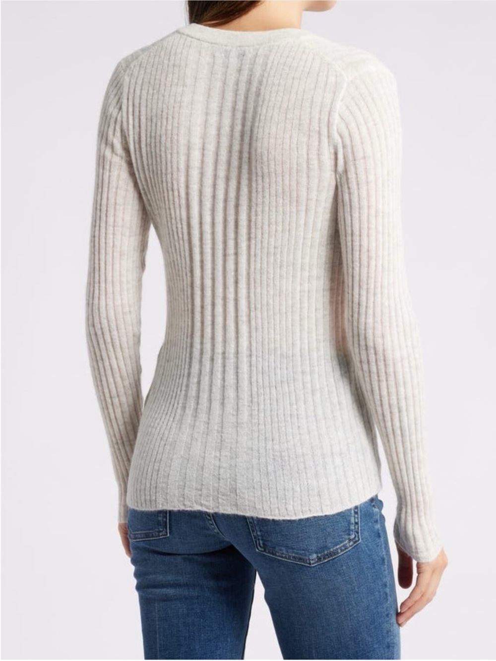 Alpaca Blend Ribbed Henley Sweater - Picture 6 of 10